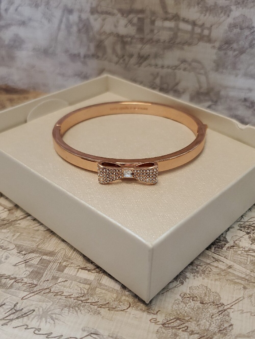 kate spade Rose Gold Bow Pavé Bangle Bracelet - Picture 2 of 8